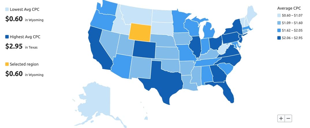 SEMRush CPC (Cost Per Click) Map