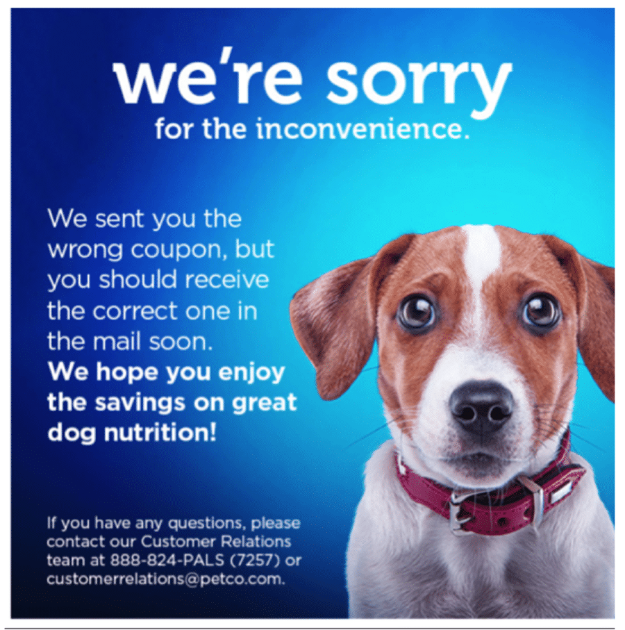 Petco E-mail I'm Sorry