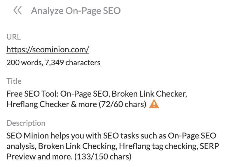 SEO Minion On-Page SEO Analyzer